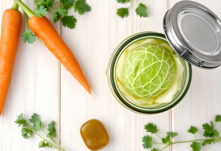 Cabbage and Carrots Probiotic Rich Foods in a Jar